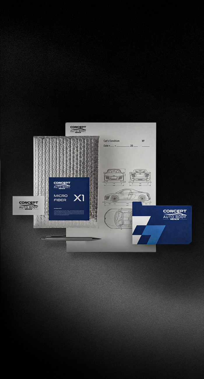 Develop a professional visual identity that positioned Concept Auto Body as a modern and trustworthy automotive repair brand.